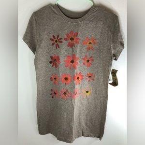 Brown Heather Orange Daisy Graphic Tee New With Tags Size XXL Junior